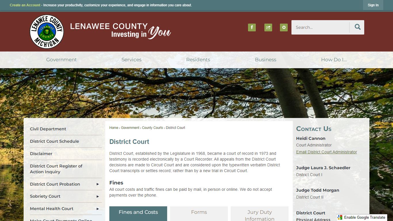 District Court | Lenawee County, MI